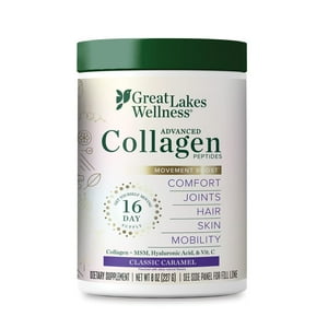 Great Lakes Wellness Movement Boost Advanced Collagen Peptides Powder With Msm, Hyaluronic Acid, Vitamin C - Joint Mobility & Comfort - Caramel Flavored - Non-Gmo, Keto, Kosher - 8 Oz