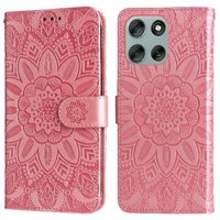 Funda Tipo Cartera Foxdock Para Motorola Moto G56 , Diseño Girasol En Relieve, Cuero Pu, Cierre Magnético, Soporte Y Tarjetero