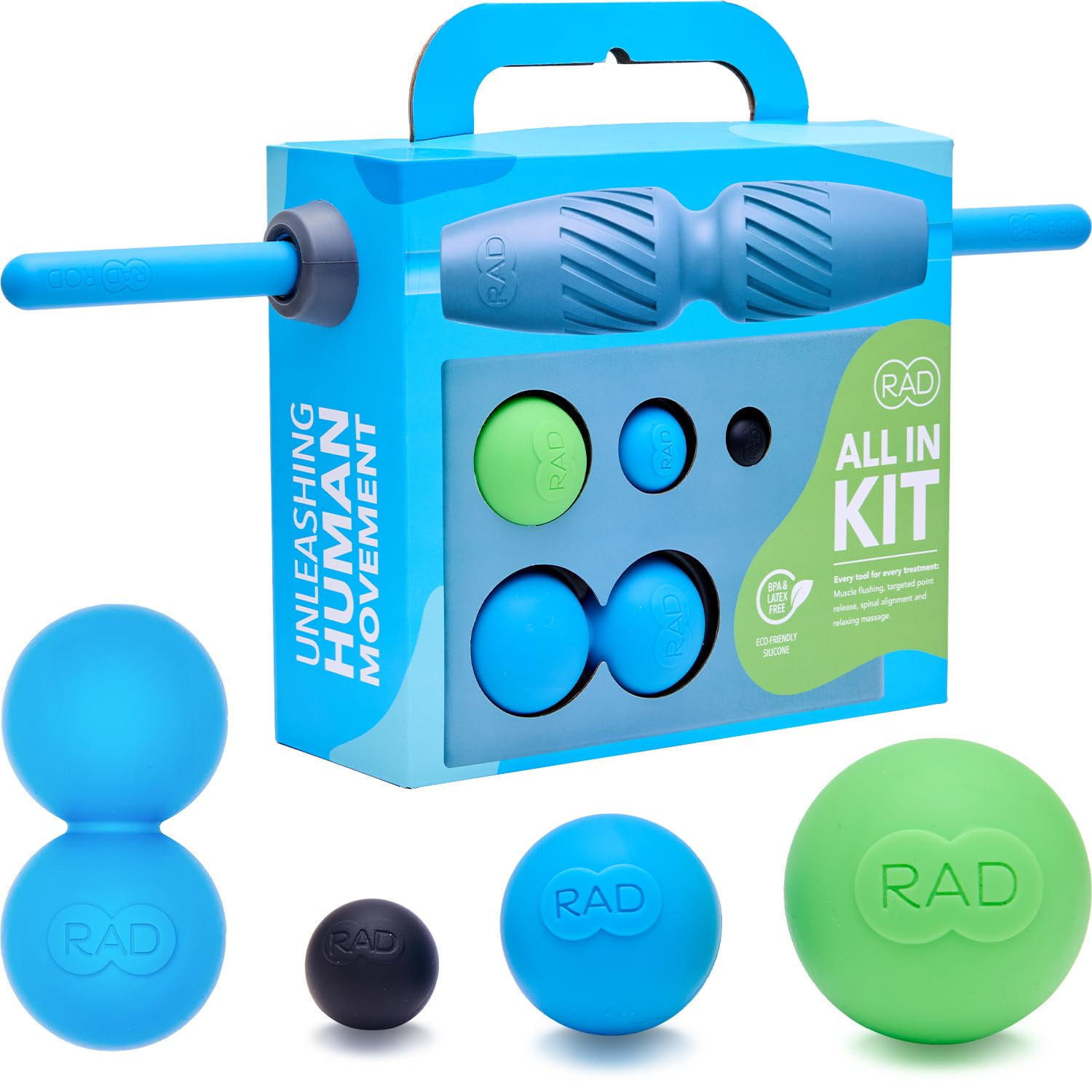 Kit De Masaje Rad All-in Kit Con Rodillo De Espuma Y Bolas De Masaje