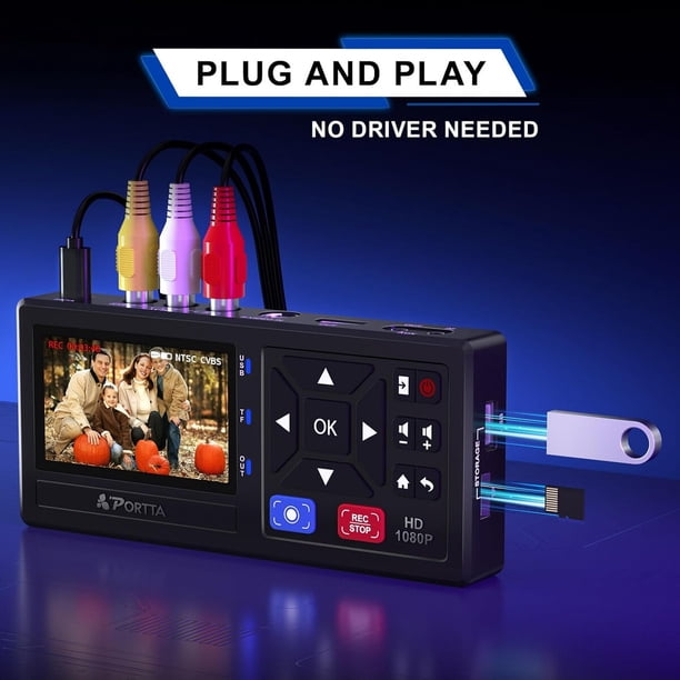 Conversor VHS a Digital Portta 1080P Grabador Video AV SVideo | Lider
