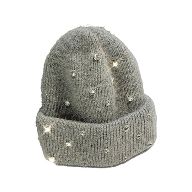Gorro Lana Femenino, Modelo Lana Color Diamante, Gorro Moda Gris Talla Estándar