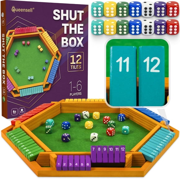 Juego de mesa Queensell Shut The Box colorido de madera de 16"