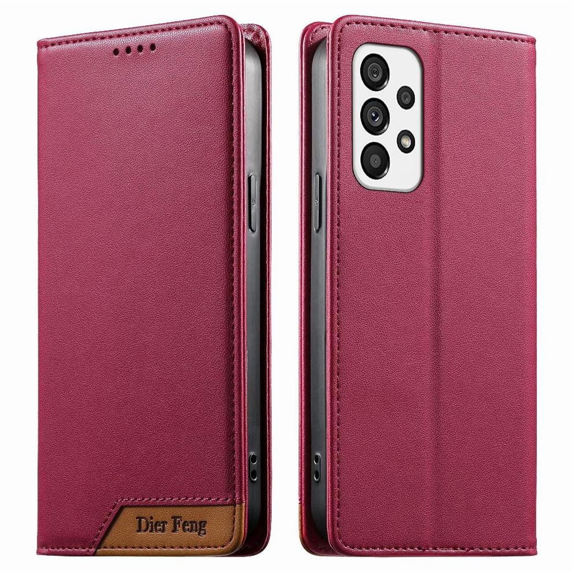 Foxdock - Funda Tipo Cartera De Cuero Sintético Para Samsung Galaxy A73 5g Bloqueo Rfid, Con Ranuras Para Tarjetas Y Bolsillo Para Efectivo, Cierre Magnético Fuerte Rojo