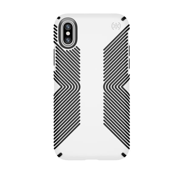 Funda Presidio Grip de Speck Products para iPhone XS/X, color blanco y negro