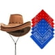 thumbnail image 1 of Set de accesorios de disfraz con sombrero vaquero estilo western con pañuelo, 6 unidades, 1 of 3