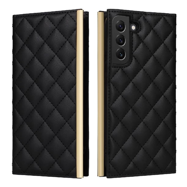 Funda Tipo Cartera Acolchada con Correa para Samsung Galaxy S22 Plus 5GNegro