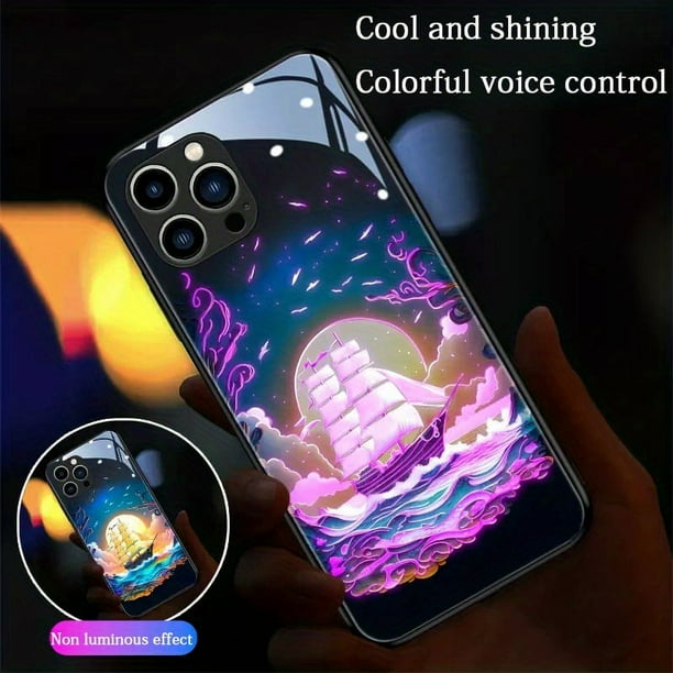Voice-Activated Colorful Glowing Phone Case for Apple iPhone 14, 13, 12, 11, XS, XR, 8, 7, 6, Plus, Pro Max Plus - Fashionable & Intelligent!
