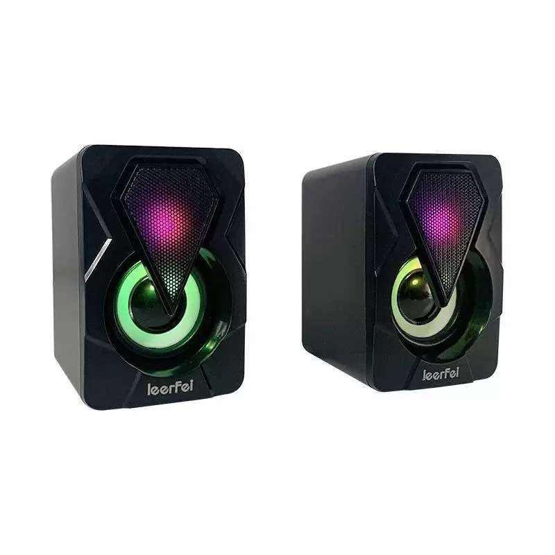 Oem - Parlante Speaker Pc Retroiluminado Led 2.0 Leerfei