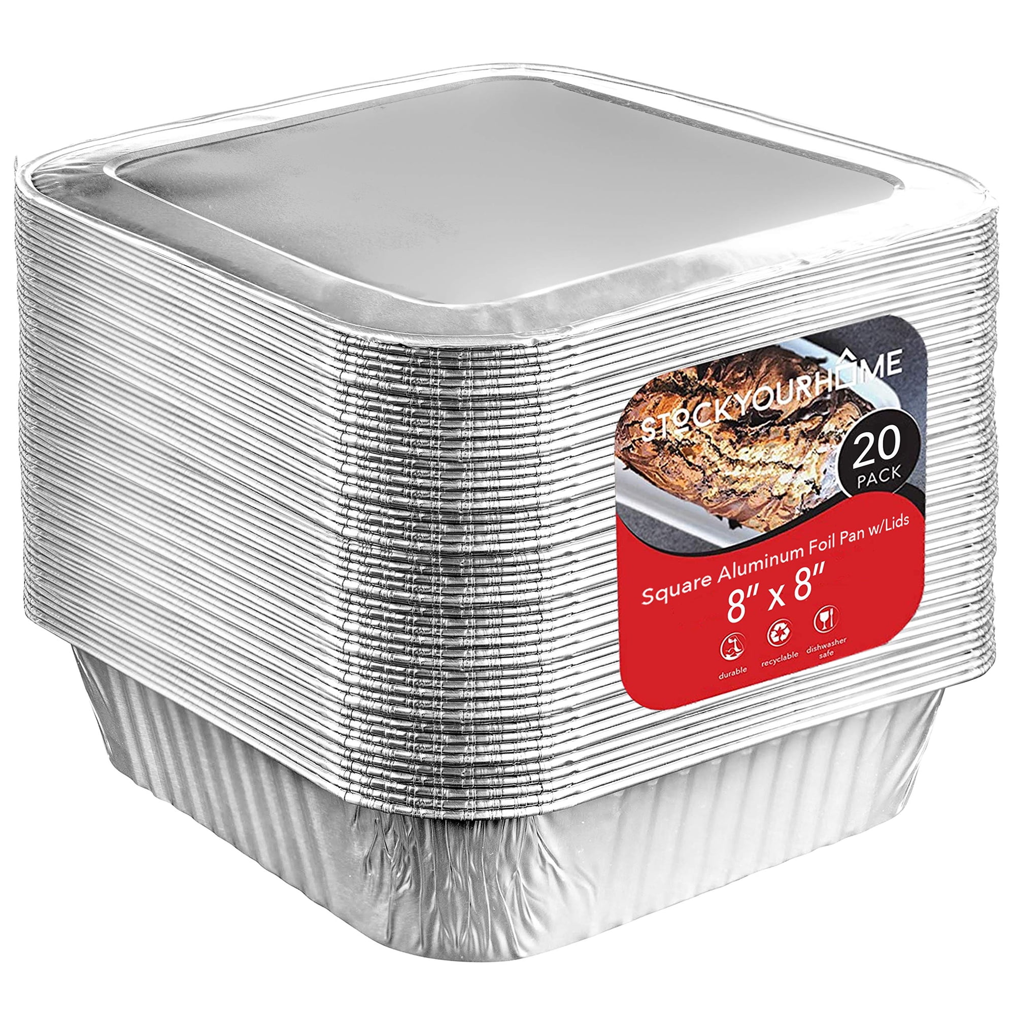 Sartenes De Aluminio Cuadrado Stock Your Home De Aluminio De 8 X 8 Pulgadas (paquete De 20)