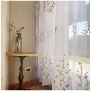 Wyj Hogar - Set De 02 Visillos Bordados Con Argollas 140X230 Cm Mod07