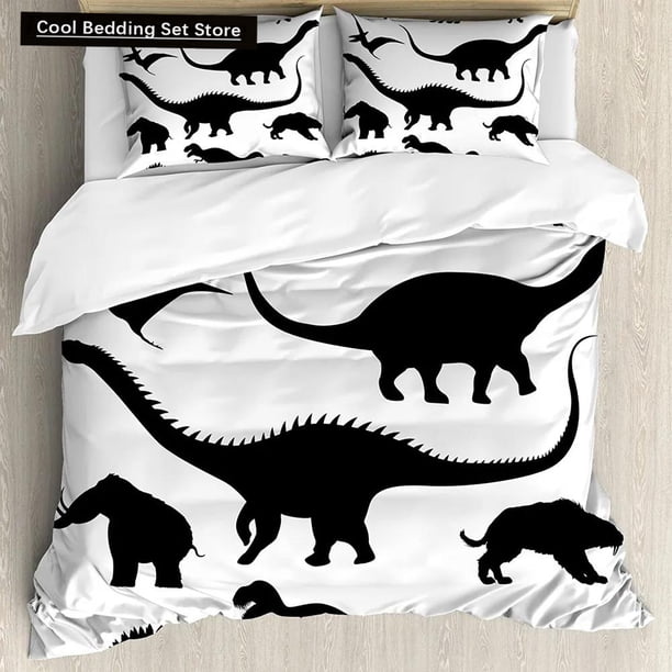 Dinosaur Duvet Cover Black Evolution Extinction Predator Animals Bedding Set Full Double Size Polyester Qulit Cover Bed Sheets
