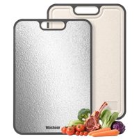 Tabla De Cortar Washour 2 En 1 De Acero Inoxidable, 40 X 28 Cm