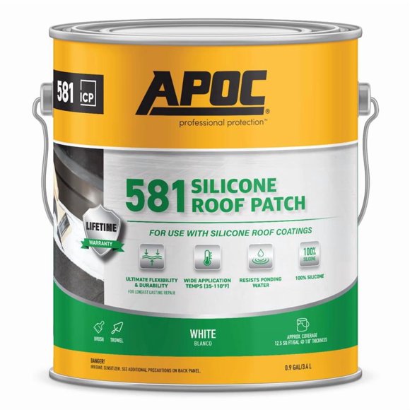 Roof Patch APOC, silicona blanca brillante, 3,8 L (paquete de 4)