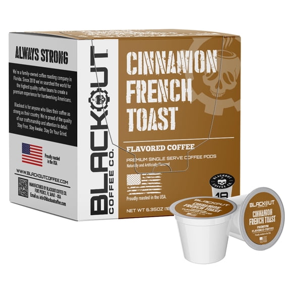 Cápsulas de Café con Sabor a Tostada Francesa con Canela Blackout – Cápsulas Compatibles, Sabor Suave, Sabor Exquisito – 18 Unidades Recién Tostadas