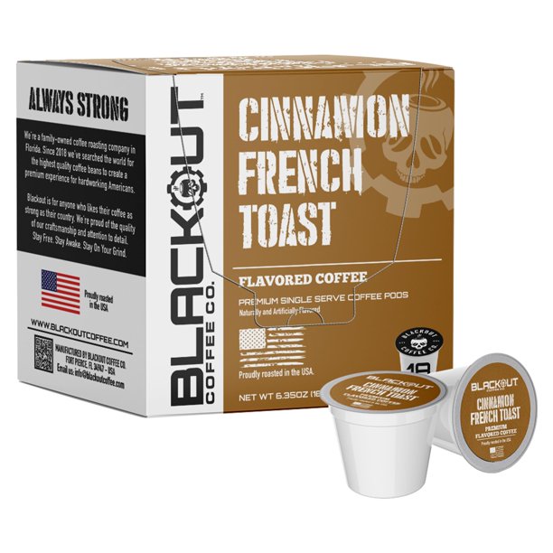 Cápsulas de Café con Sabor a Tostada Francesa con Canela Blackout – Cápsulas Compatibles, Sabor Suave, Sabor Exquisito – 18 Unidades Recién Tostadas