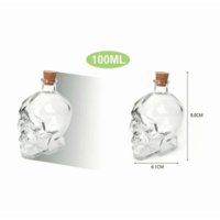 Genérico - Botella De Vidrio Forma De Calavera 100Ml Tapa De Corcho