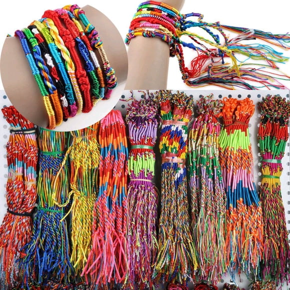 Pulsera Yoogeer trenzada multicolor de amistad, 50 piezas