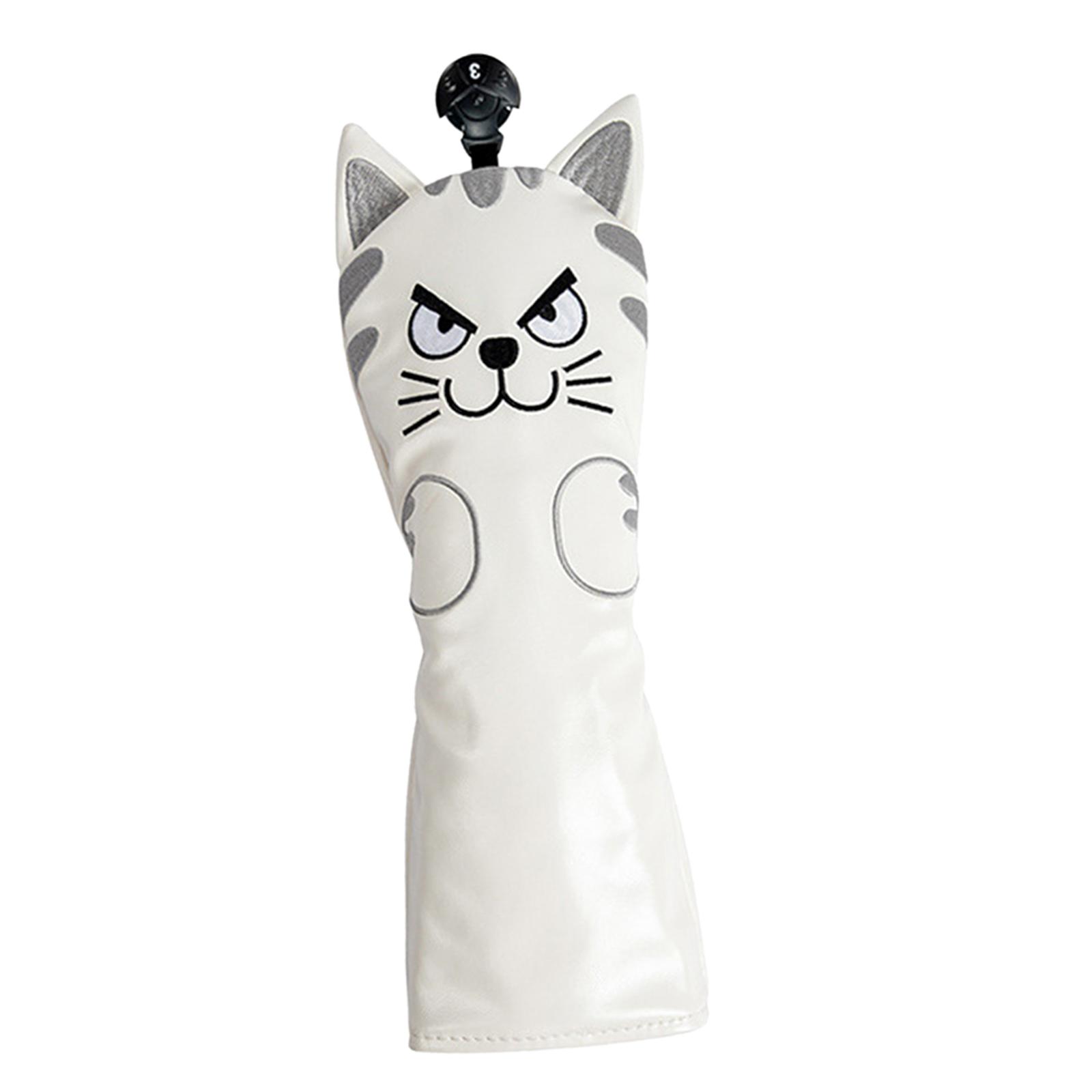 Magideal - Cubiertas De Cabeza De Palo De Golf Equipo De Protección De Taco De Golf Grueso Patrón De Gato Cuñas Putter Cue Cubierta De Cabeza Para Viajes Al Aire 3 Madera De Calle Blanca