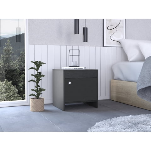 Tuhome - Velador 1 Puerta Colore Wengue 41X40X35 Cm