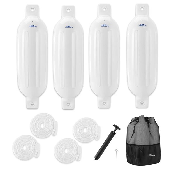 Defensa inflable para barco Affordura, paquete de 4, 16,5 cm, blanca