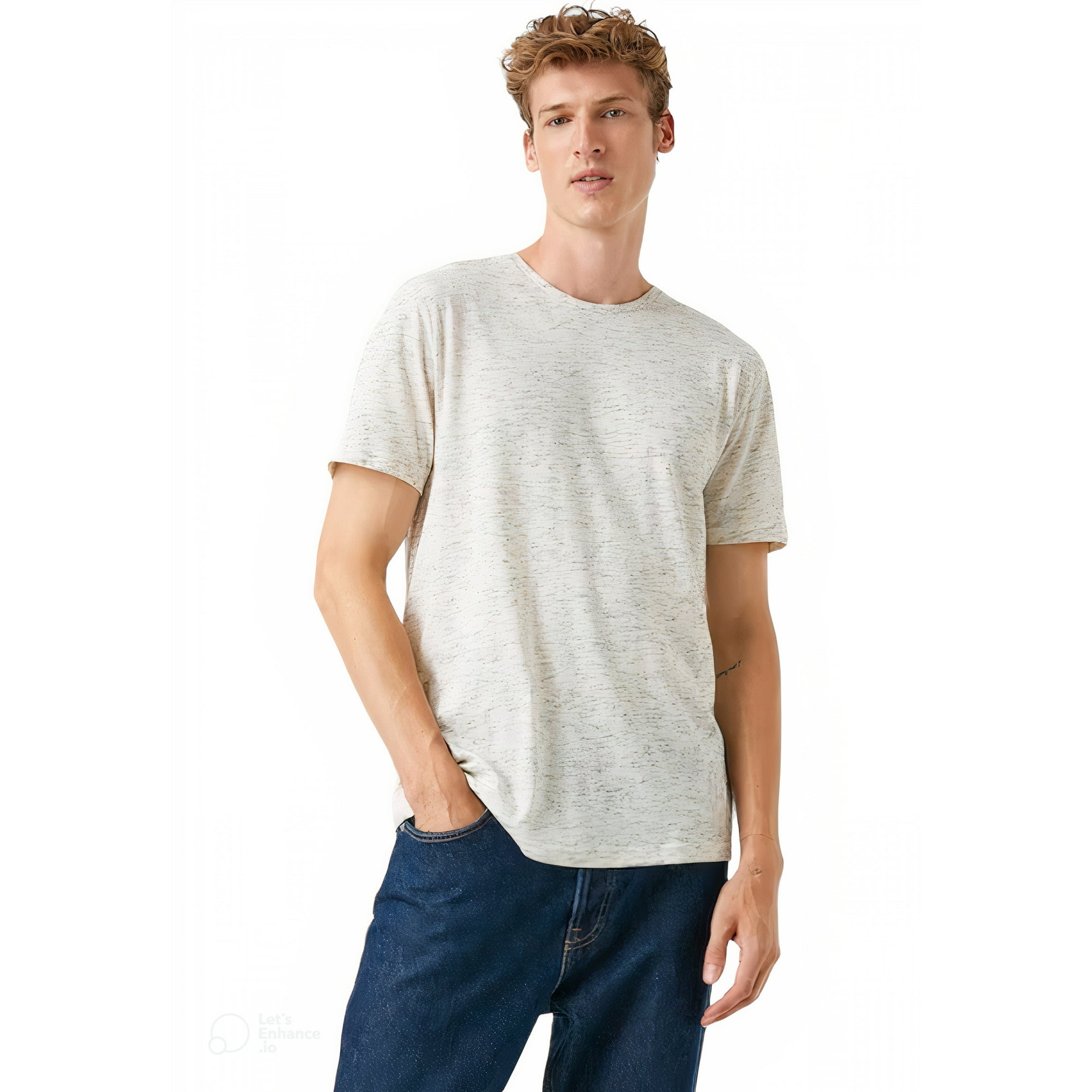 Home Fashion - Polera Hombre Manga Corta Cuello Redondo Blanco Talla S