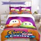 thumbnail image 1 of 3pcs Cory in the House Cartoon Bedding Set - Vibrant Purple & Orange Duvet Cover, 2 Pillowcases, Zip Closure, All-Season Polyester, Machine Washable, Ideal for Bedroom Decor, Bedroom Decor|Playful Des, 1 of 1