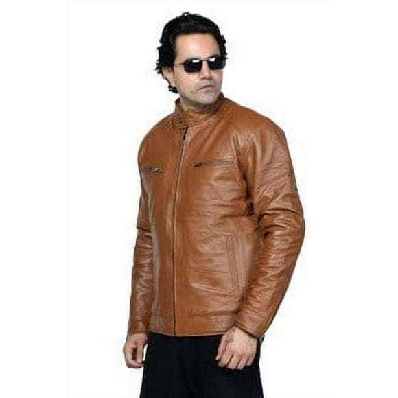 Chaqueta Cuero Sharo Classic Leather Blanca Hombre