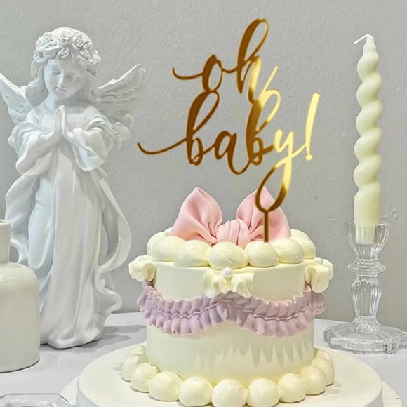 Cake Topper De Acrílico Dorado Oh Baby Para Celebraciones