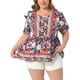 thumbnail image 1 of Agnes Orinda Blusas Boho de Verano con Peplum Floral, Mangas Cortas de Linterna y Cuello en V para Mujer Talla Grande 3X Rojo, 1 of 8