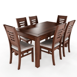 Muebles Insignes - Juego De Comedor Roma 6 Sillas Nogal Mesa Rectangular Madera