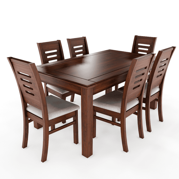 Juego de Comedor ROMA 6 Sillas Nogal Mesa Rectangular Madera