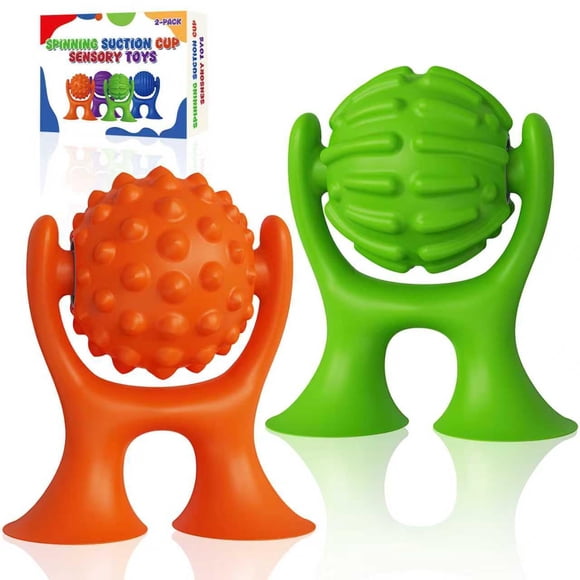 Juguetes giratorios con ventosa sensorial, 2 unidades, para autismo
