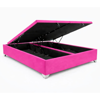 Lore - Base Cama Baúl 2 Plazas Felpa Rosado Barbie | Diseño Premium + Gran Almacenaje
