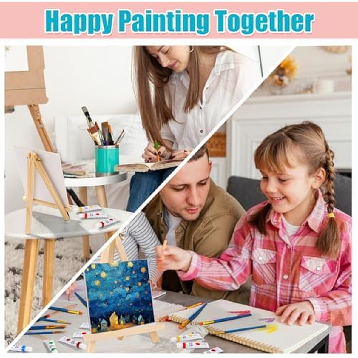 Set Pintura Acrilica Esrich 26 Piezas 12 Colores Caballete