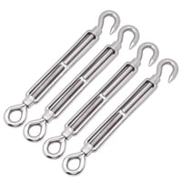 Xusx111 - Hardware De Vela De La Sombra De 4 Piezas, Hebilla De Acero Inoxidable 304 Gancho De Hebilla M10 De Uso Pesado Y Tensor De Cuerda De Carpa De Ojo Gancho Ajustable De La Sombra Del Sol Hebill