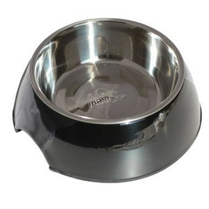 Mascan - Plato Melamina Sólido Redondo Negro Talla M Perro