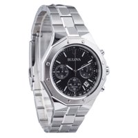 Bulova - Reloj Classic Precisionist Octagon Cronógrafo Cuarzo Esfera Negra Acero Inoxidable 96B410 100M Para Hombre