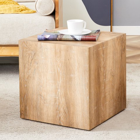 M&Ms - Elevate Your Living Space With This Square Modern Mdf Coffee Table That Showcases Smooth, Light Wood Color Texture Patterns. It Is Characterized By Stylish Design.15.7*15.7*15.7