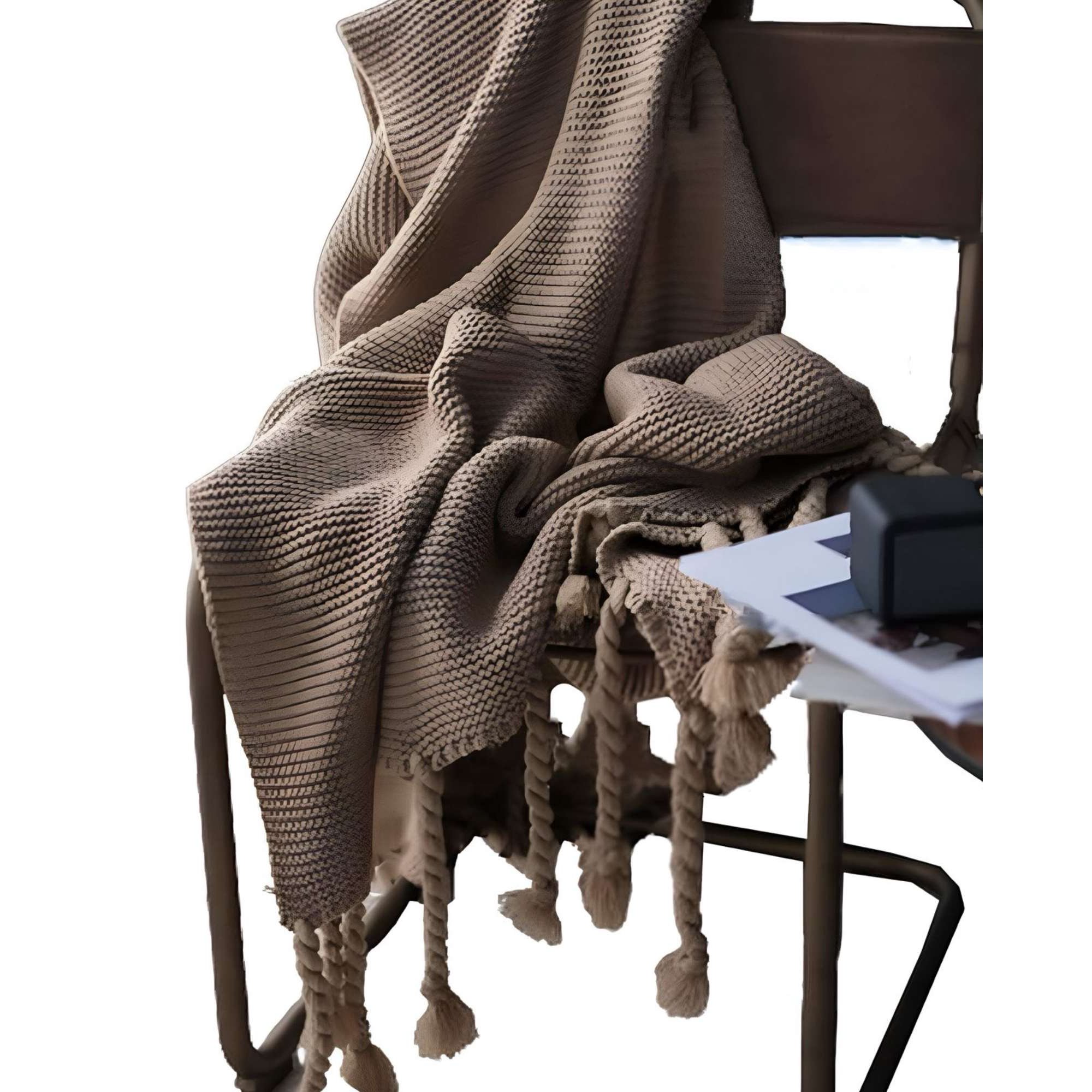 Parati - Manta Chenille Con Flecos De Soga Decorativa Para Cama O Sofa