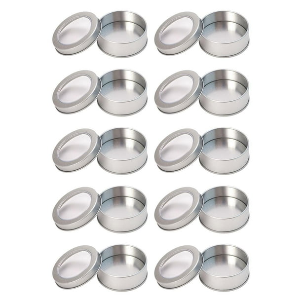 Latas Redondas De Metal, Caja Vacía Multiusos, Botella, Mini Caja De Lata Portátil, Contenedores, 10 Uds., 65mm X 25mm, Tapa Transparente Plateada