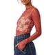 thumbnail image 5 of Blusa informal de malla sin forro con mangas largas y encaje para mujer, con estampados hermosos y transparentes, 5 of 5