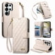 thumbnail image 1 of Funda tipo cartera FOXDOCK para Samsung Galaxy S26 Ultra, estampado de diamantes, con ranuras para tarjetas, soporte y cremallera - Blanco, 1 of 6