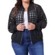 thumbnail image 1 of Agnes Orinda Conjuntos de Halloween Chaqueta Bomber Tallas Grandes para Mujeres Escuela Universidad Manga Larga con Aberturas Cuello de Béisbol Cremallera Exterior 4X Negro, 1 of 6