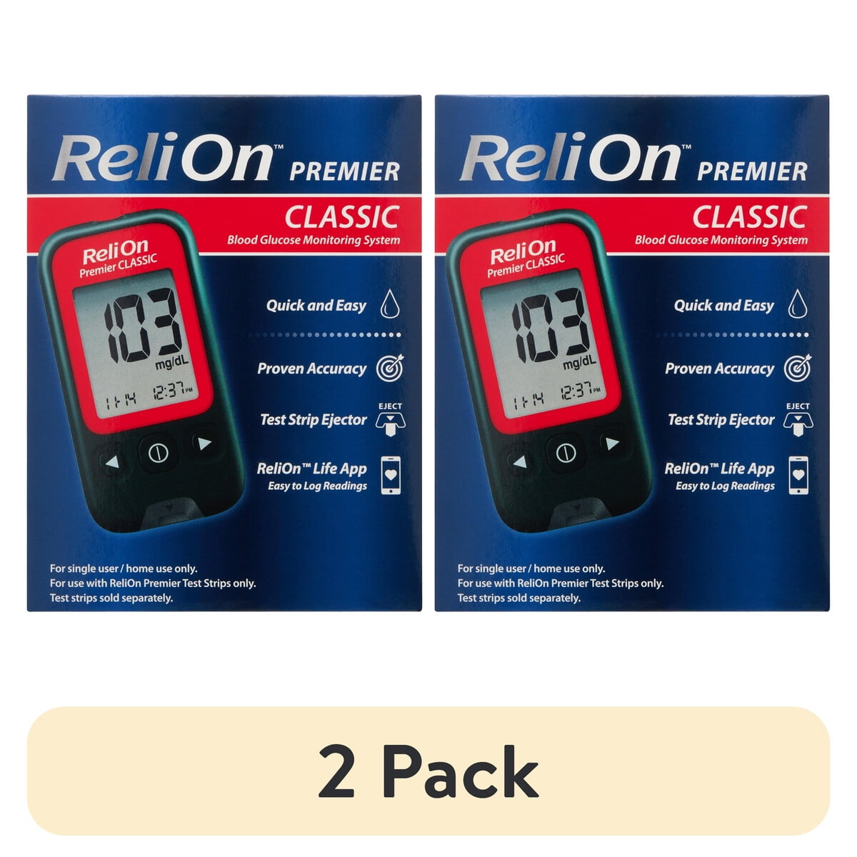 Medidor Glucosa Relion Premier Classic Pack 2 Unidades