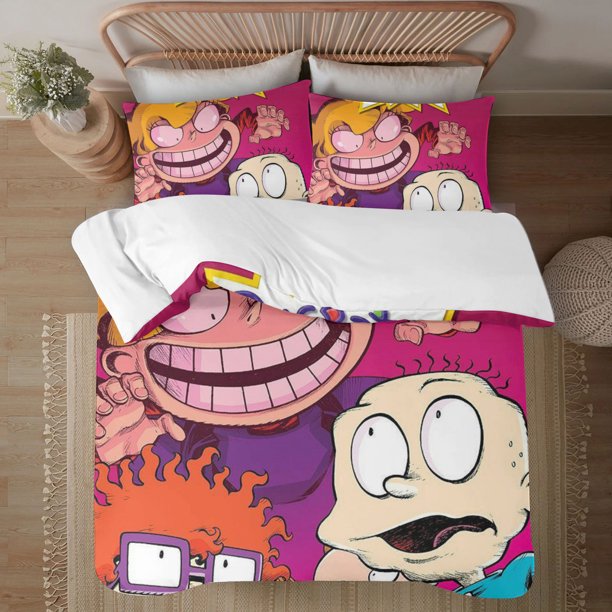 Rugrats 3-Piece Bedding Set For Kids Boys Girls Adult Cartoon Warm Cute Fashion Holiday Present Gift Bed Sheets