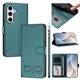 thumbnail image 1 of Funda de Cuero Tipo Billetera para Samsung Galaxy S24 FE 5G de 6.7", con Tarjetero, Pulsera, Soporte a Prueba de Golpes con Relieve de Patrón Feliz, Verde, para Galaxy S24 FE 5G, 1 of 8
