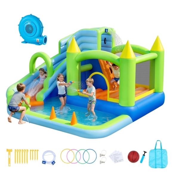Brincolín Inflable Para Niños Con Tobogán De Agua Y Alberca
