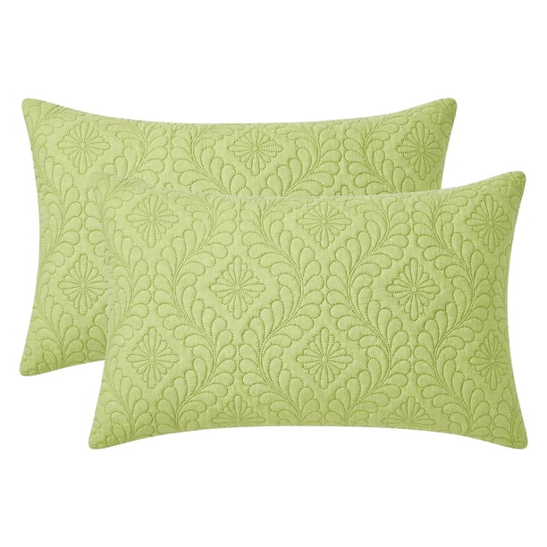 Protectores de Almohada REGALWOVEN con Tamaño Estándar de Sobre 2 Piezas, Fundas de Almohada Transpirables de Algodón para Hogar Hotel Verde B Queen