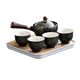 thumbnail image 1 of Tetera De Cerámica Con Asa Lateral Para Tetera De Viaje Azul Oscuro Con Tazas, 1 of 5