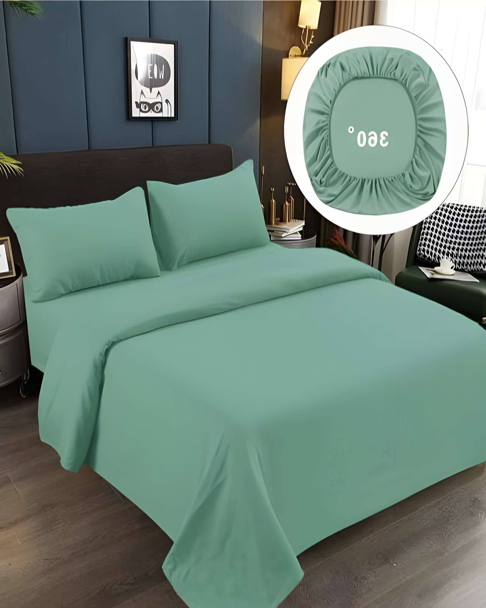 Genérico - Juego De Sabanas 500 Hilos King Verde Claro